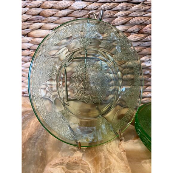 Art Deco Depression Glass 6” Dessert Plates-Glow - Picture 3 of 9